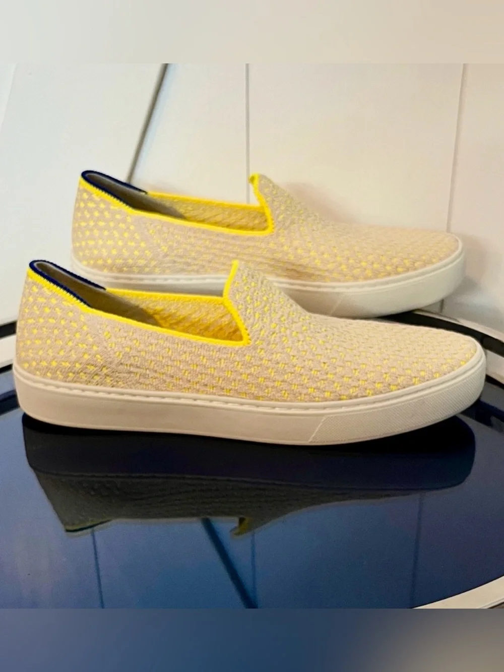 ROTHY’S ‼️RETIRED‼️ Sunshine Honeycomb Yellow & Cream Slip-On Sneakers Shoes
